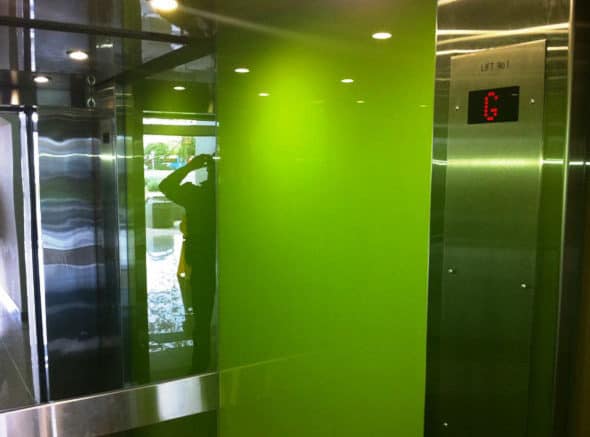 Elevator Coloured Glass