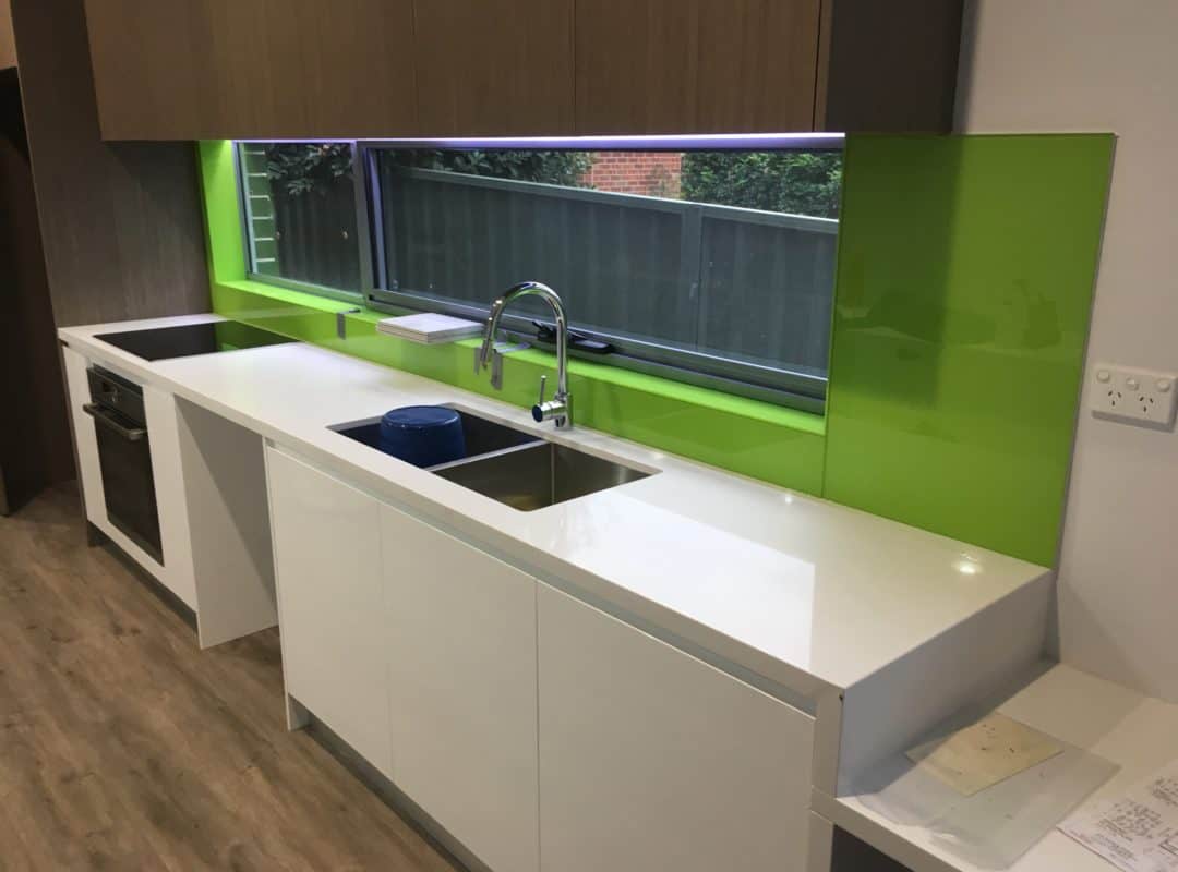 Glass window splashback